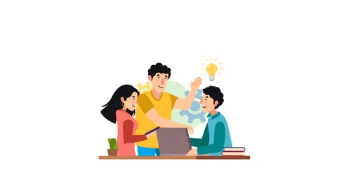 Three young entrepreneurs worked on laptops as a team to launch the startup Stock Footage 276903163
