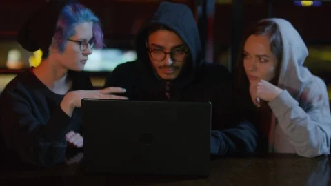 Three Young People Coding Together Stock Footage 105291004