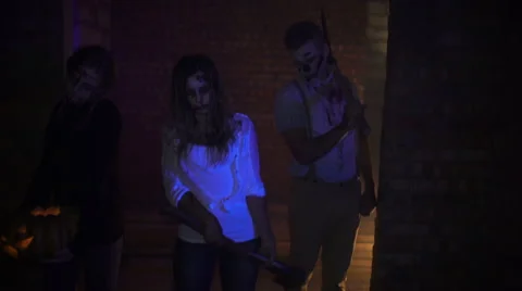 Three zombies stand and stare Video stock 68693381
