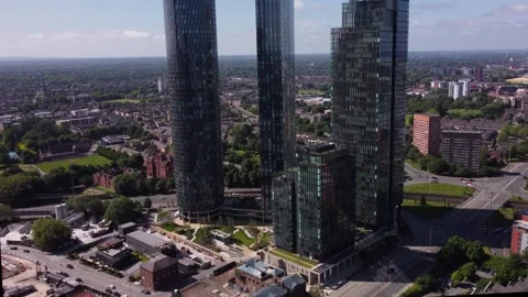 Three60 tower view facing south towards Old Trafford Stock Footage 277992988