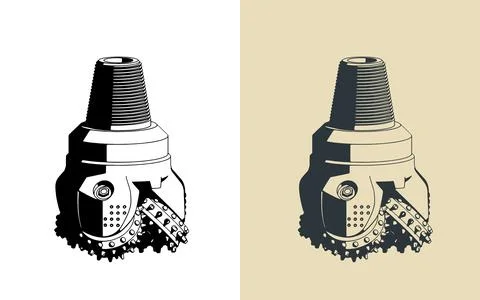 Threecone oil drilling bit Stock Illustration