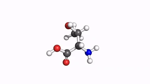 Threonine molecule, rotating model Stock Footage 79799627