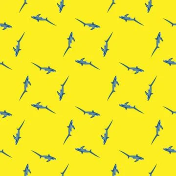 Thresher shark seamless pattern in scandinavian style. Marine animals backgro Illustrazione stock