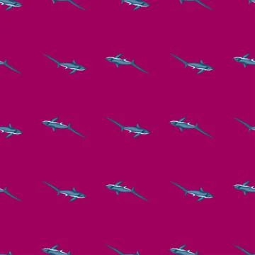 Thresher shark seamless pattern in scandinavian style. Marine animals backgro Stock Illustration