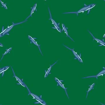 Thresher shark seamless pattern in scandinavian style. Marine animals backgro Stock Illustration