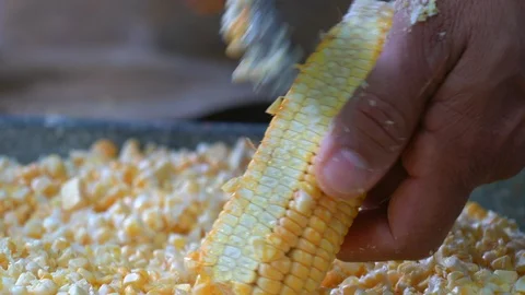 Threshing Corn CloseUp 4K Stock Footage 119891609