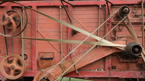 Threshing Machine, Henham Steam Rall, Suffolk, England, United Kingdom Stock Footage 36571447