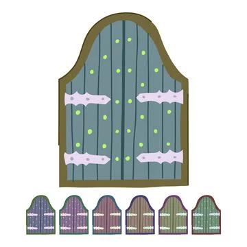Threshold ancient medieval door vector cartoon graphic Stock Illustration
