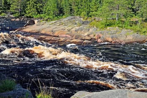 Threshold Morskoj on Pongoma river, Karelia, Russia Stock Photos