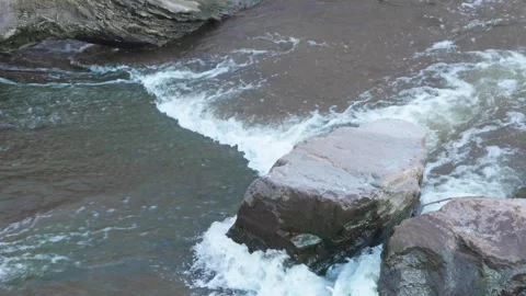Threshold of mountain river with large current and whirlpools. Stock Footage 270902579