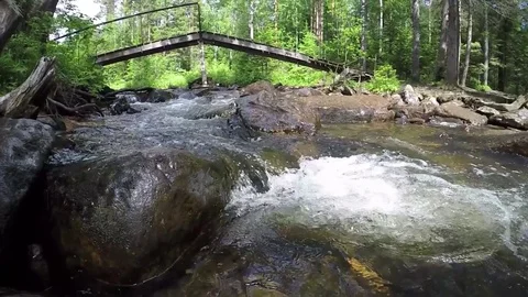 Threshold on the river,waterfall slow mo Stock Footage 79684056