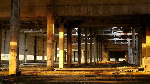 Threw a hangar at sunset Stock Footage 83096673