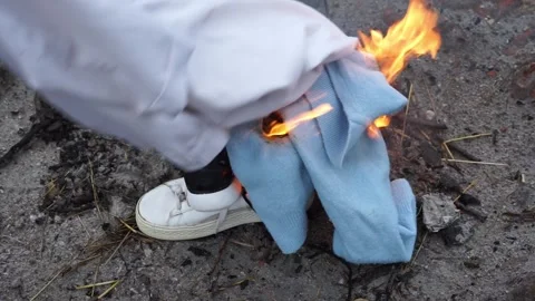 Threw my pants into the fire Stock Footage 256742434