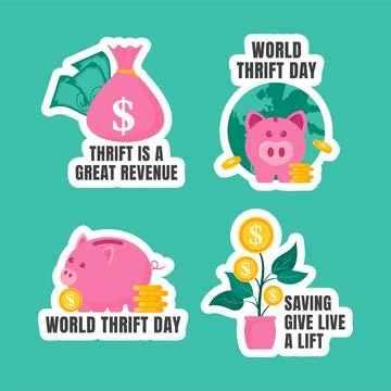 Thrift Day Label Flat Cartoon Hand Drawn Templates Background Illustration Stock Illustration