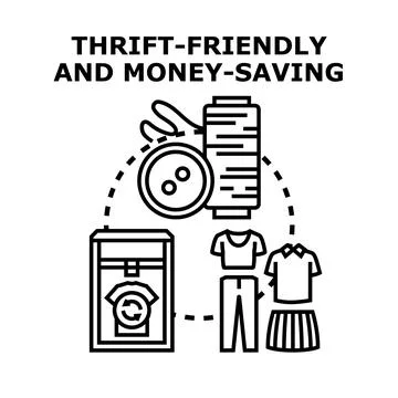 Thrift friendly and money saving shopping イラスト素材