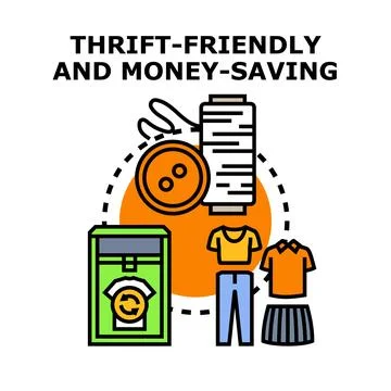 Thrift friendly and money saving shopping Stock Illustration