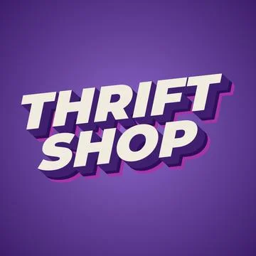Thrift shop. Text effect in bold fonts with 3D style, good for social media.. Stock-Illustration