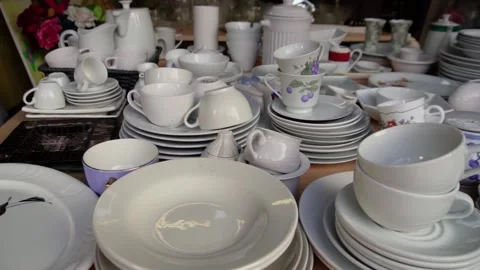 Thrifting dinnerware 動画素材 268136816