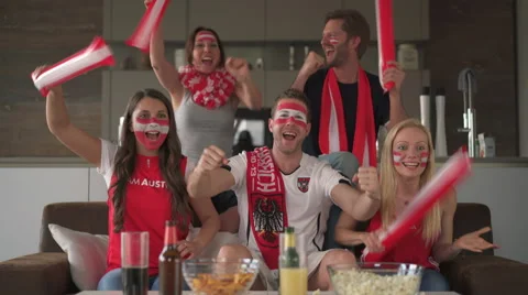 Thrilled austrian fans Stock Footage 63500332