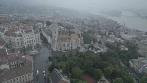 Thrilling Cloudy misty day Wide shot of church Stock Footage 277706782