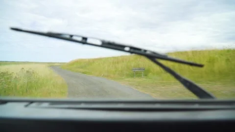 Thrilling POV from the windshield of a rugged utility vehicle speeding down a Stock Footage 345969695