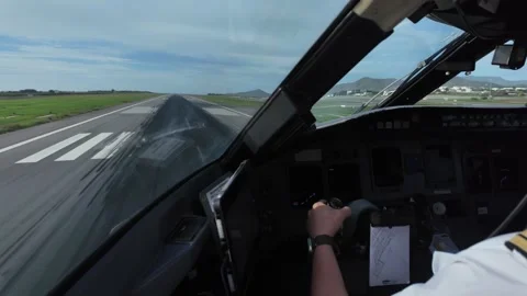 Thrilling Real Time Landing View Through the Pilot’s Eyes in Severe Crosswind Stock Footage 323284896