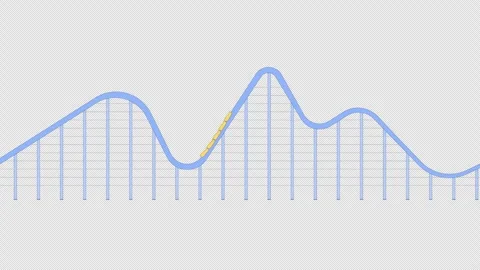 Thrilling roller coaster ride 2D cartoon object animation Stock Footage 311918456