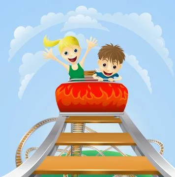 Thrilling roller coaster ride Illustrazione stock