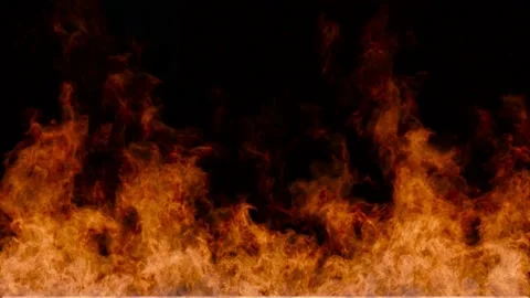 The thrilling sight of a blazing fire. A wall of fireplace fire. Video stock 239595034