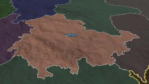 Thringen, Germany. Colored and bumped map of the administrative division 스톡 일러스트