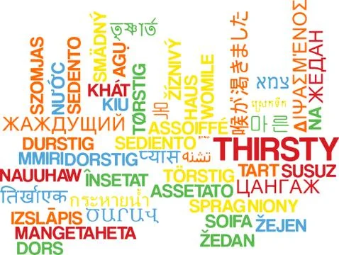 Thristy multilanguage wordcloud background concept Stock Illustration