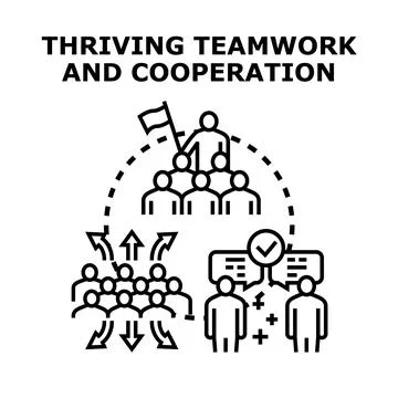 Thriving teamwork and cooperation concept vector Stock Illustration