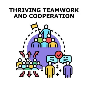 Thriving teamwork and cooperation concept vector Stock Illustration