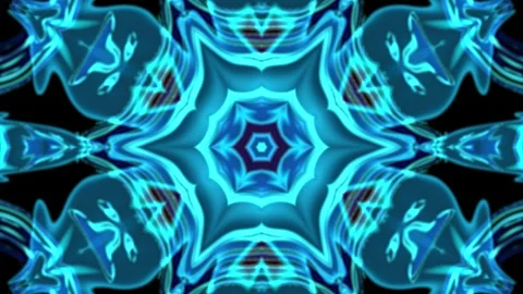 Throat Chakra Healing Loop – Blue Fractal Flowing Mandala, Energy Animation, 60s Stock Footage 304756270
