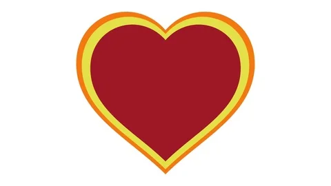 Throbbing love heart beating animation orange yellow and red Stock Footage 76992146