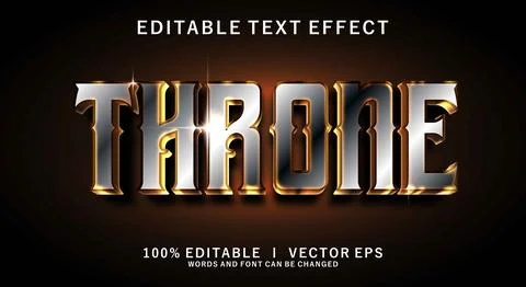 Throne 3d vector text effect with modern style design Stock Illustration