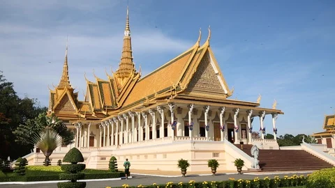 Throne Hall, Royal Palace, Phnom Penh, Cambodia Stock Footage 87991366