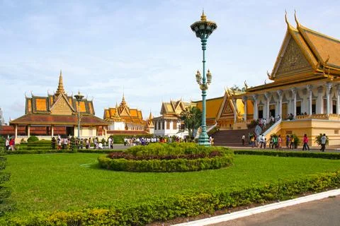 Throne hall of the Royal Palace in Phnom Penh Stock Photos