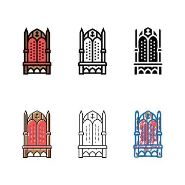 Throne king color icon vector forms Stock Illustration