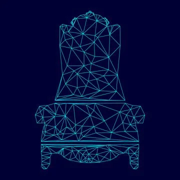 Throne low poly triangulation triangulated polygonal electric cyan blue vibra Stock Illustration
