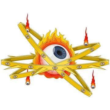 Throne type angel with burning eye Stock-Illustration