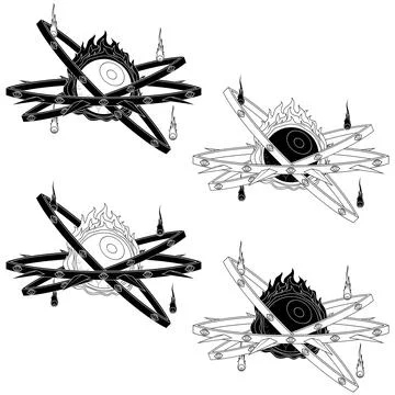 Throne type angel with burning eye Illustrazione stock