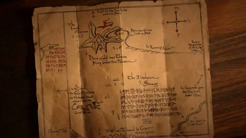 Thrór’s Map of the Lonely Mountain Stock-Footage 242557625