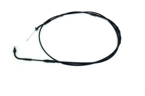 Throttle cable for motorcycle isolated on white background Fotos Stock