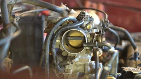 Throttle car engine. Close-up 4K Stock Footage 122263918