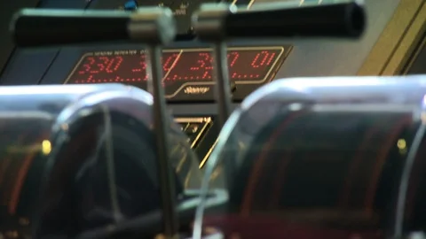 Throttle controls gauges and dials on ship or boat navigation bridge 1 Stock Footage 123728813