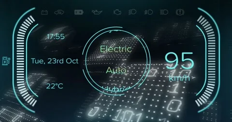 On throttle HUD updating modes, rotating ring, scrolling grid, changing speed, Stock Footage 329533674