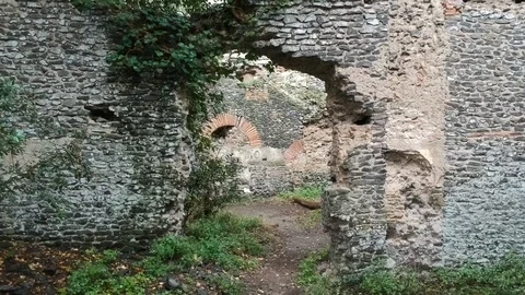 Through ancient doors of abandoned town of Antica Galeria Stock Footage 126094694