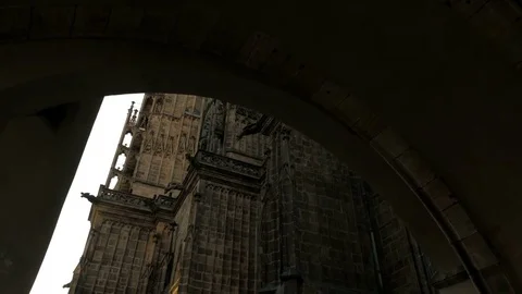Through arch to south tower St Vitus Cathedral Stock Footage 80904492