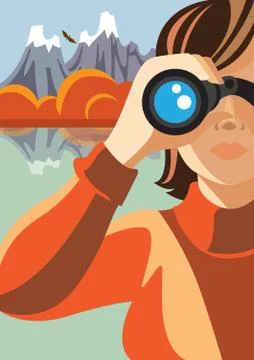 Through the binocular. Stock Illustration